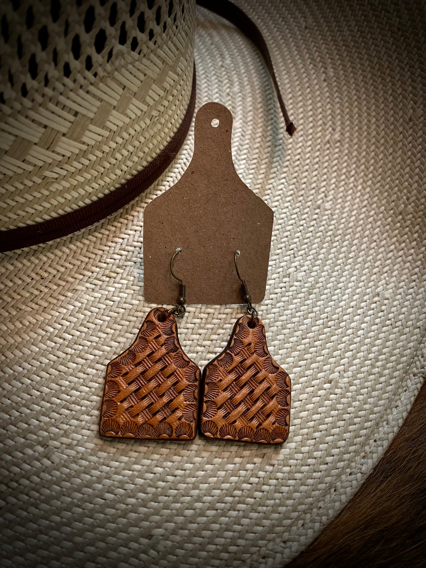 Leather Ear Tag Earrings