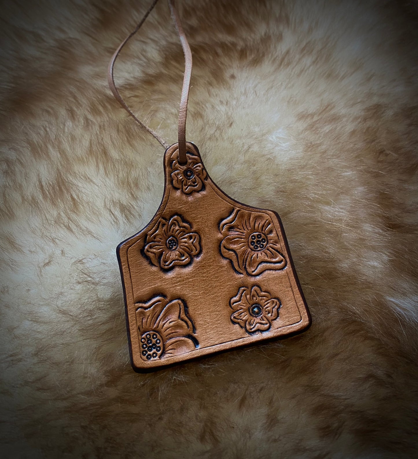 Leather Tooled Ear tag