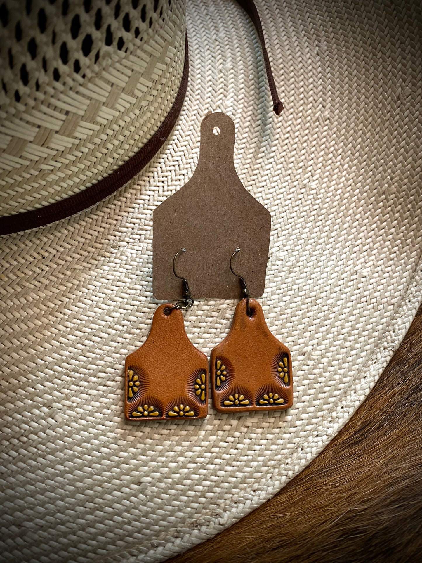 Leather Ear Tag Earring
