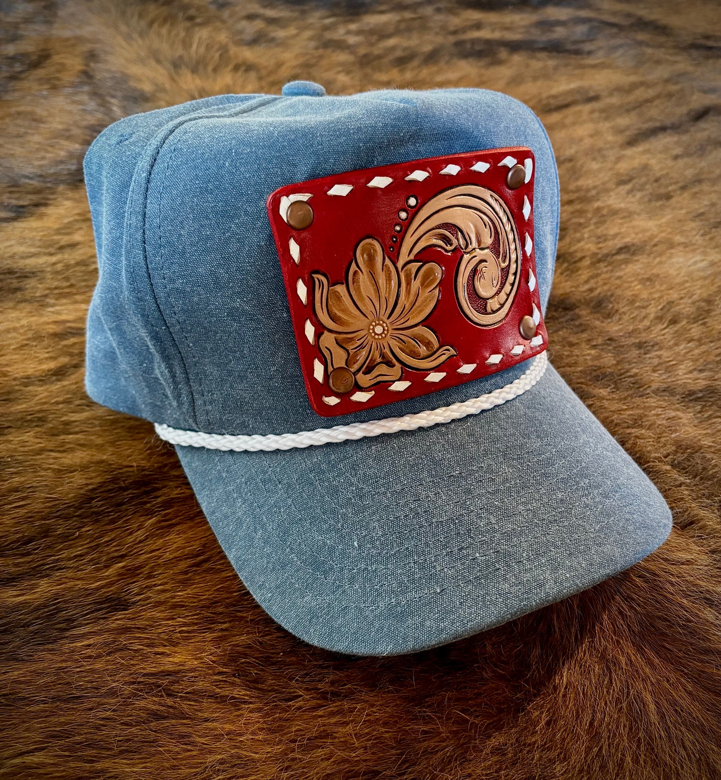 Denim/Red Trucker Cap