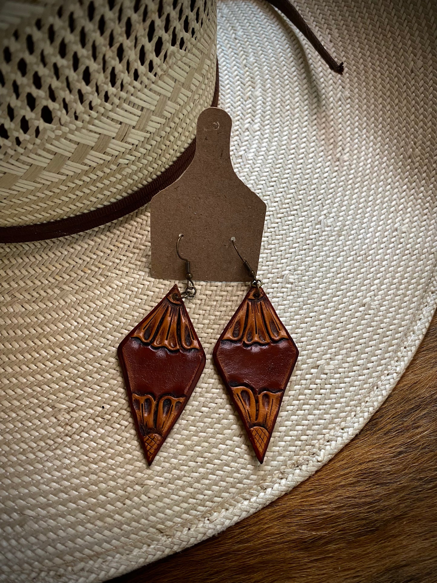 Leather Tooled Earrings