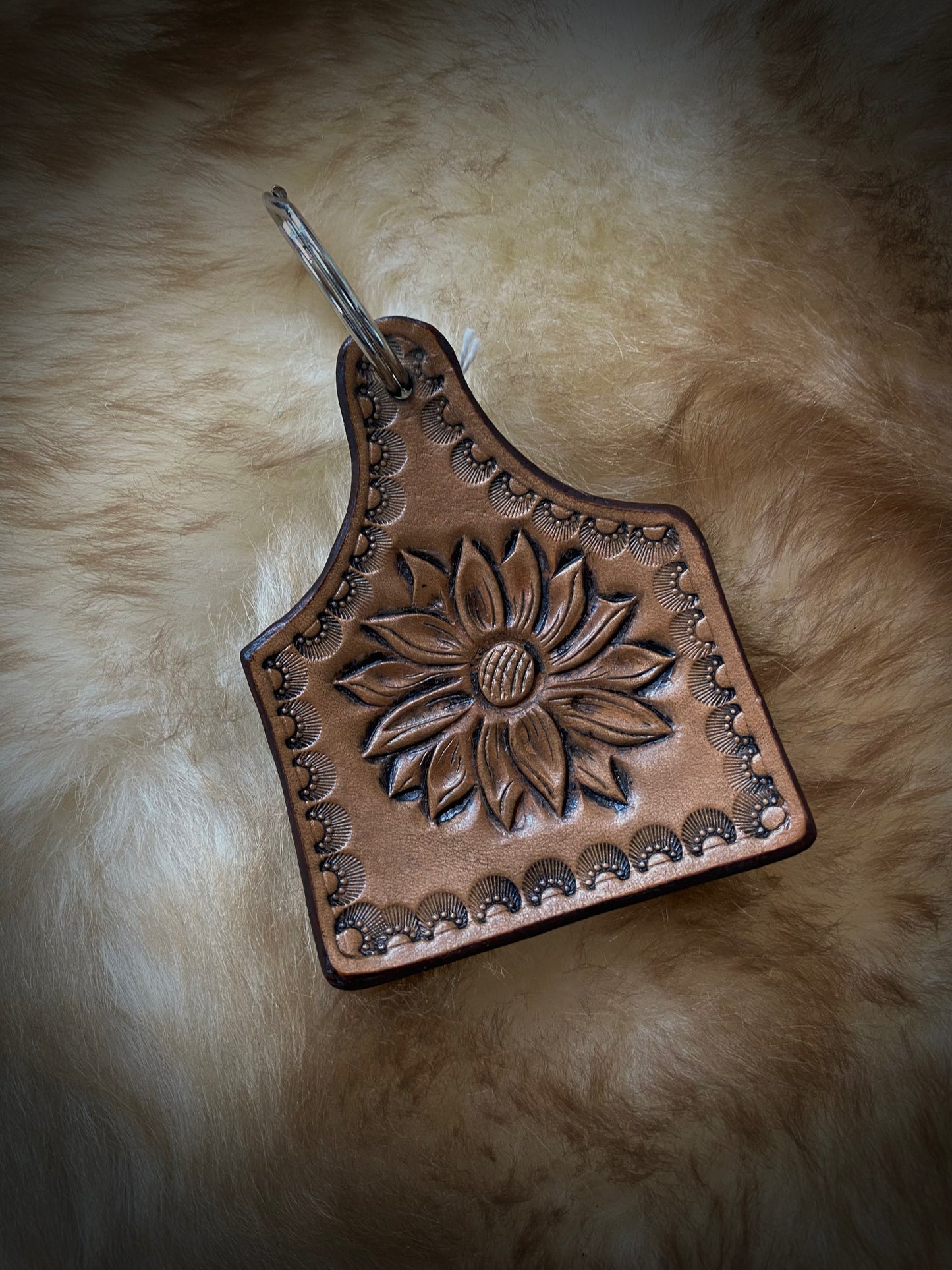 Leather Tooled Ear Tag