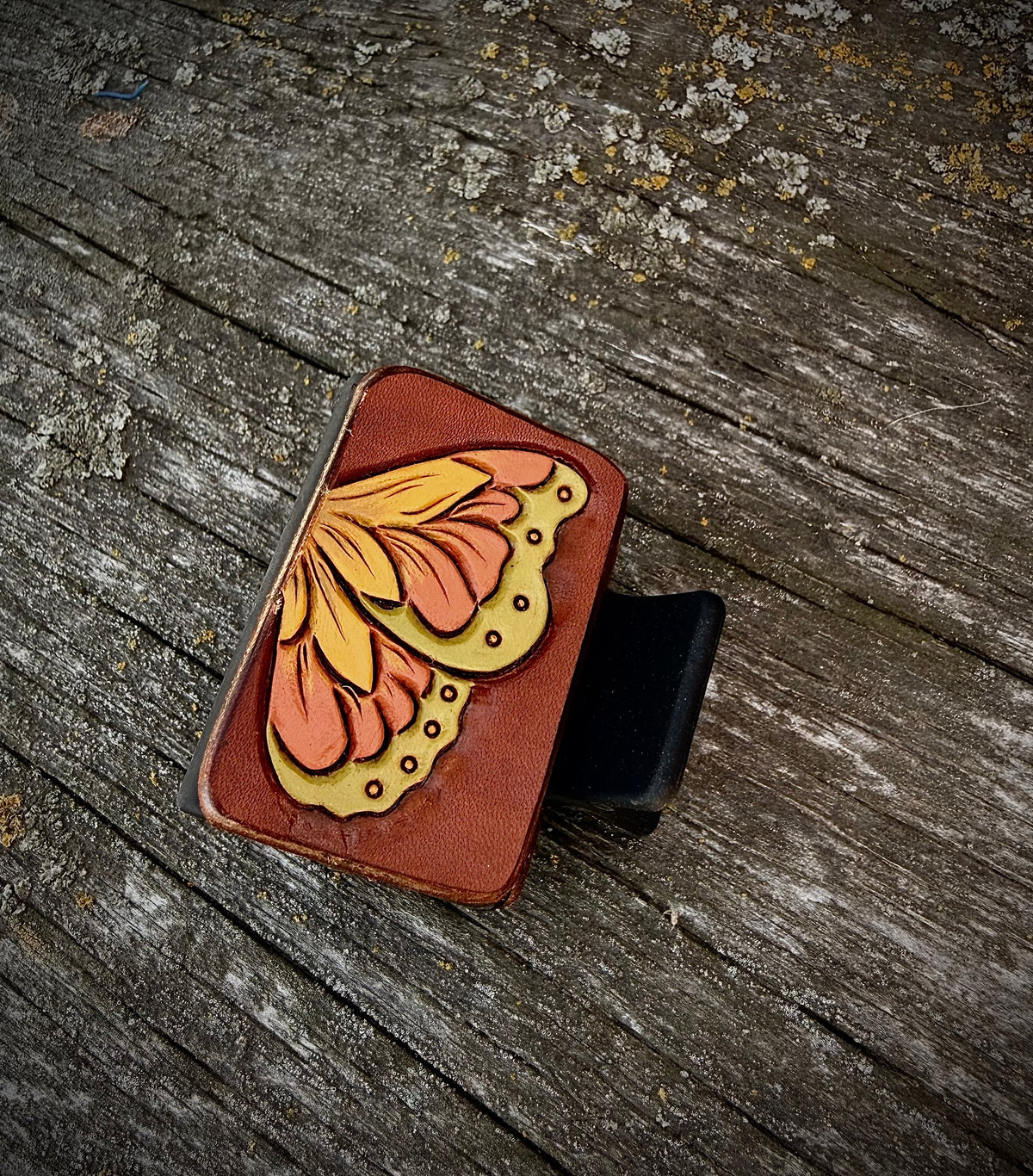 Small Leather Tooled Claw Clip