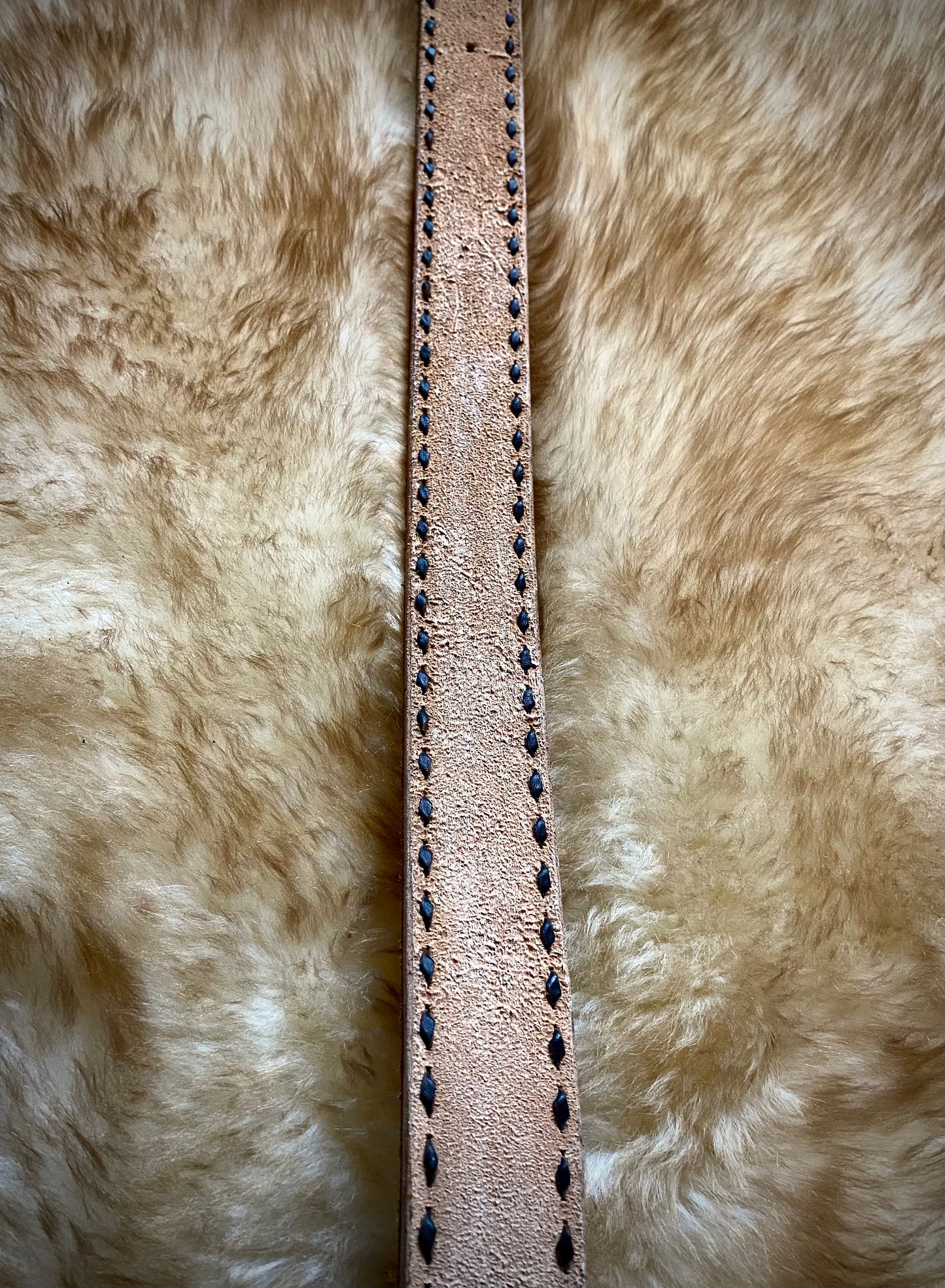 Leather Roughout Belt with Buckstitching