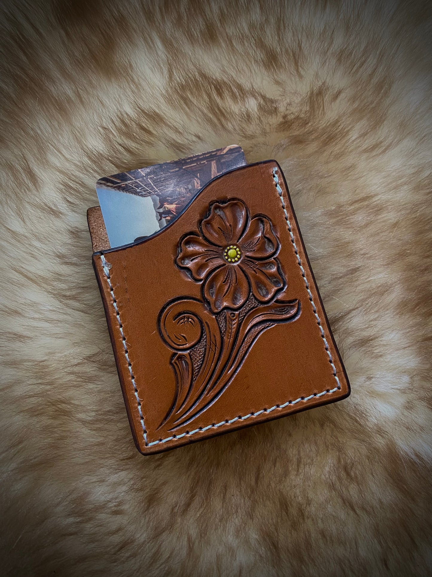 Leather Tooled Card Wallet