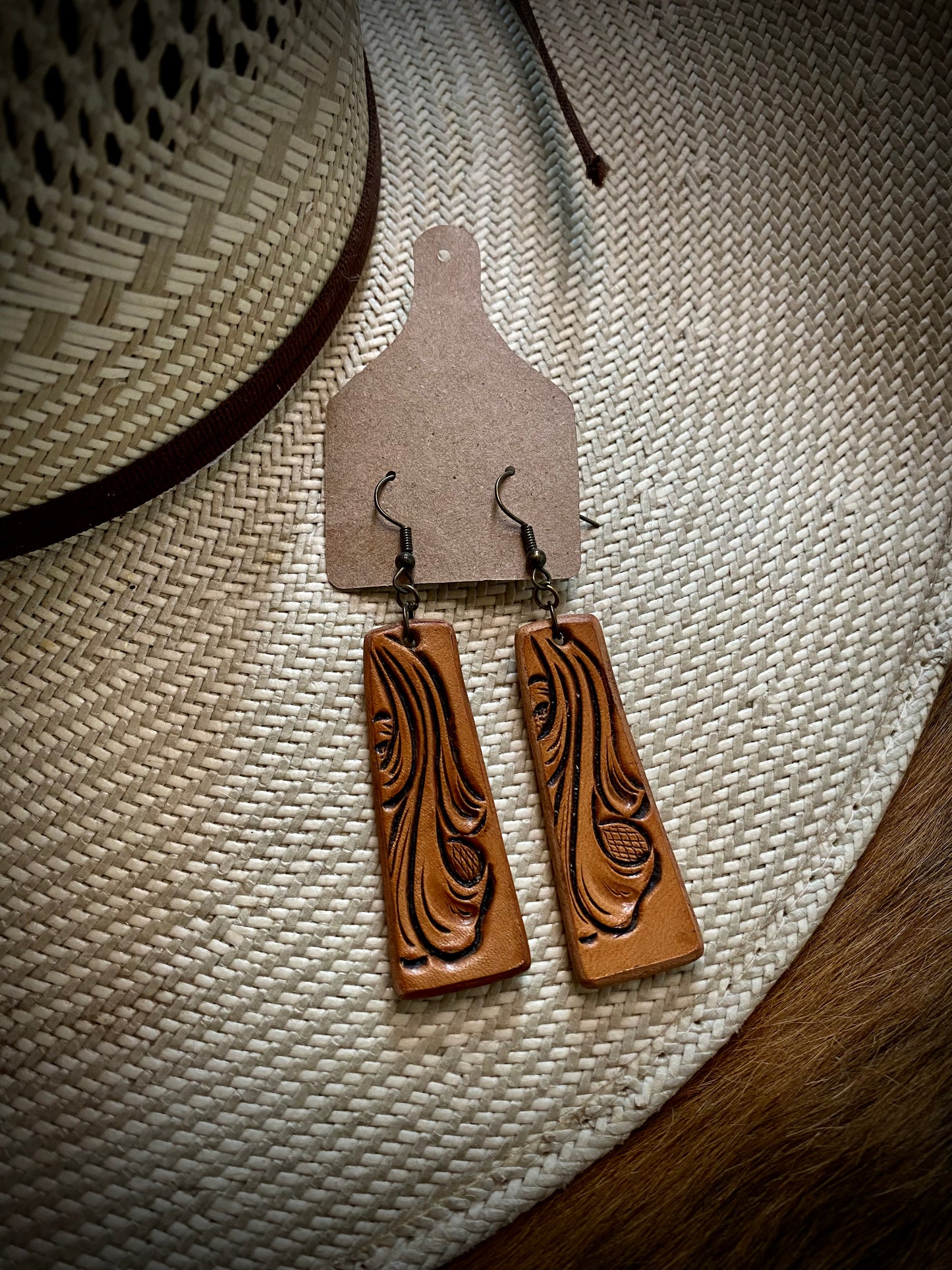 Leather Tooled Earrings
