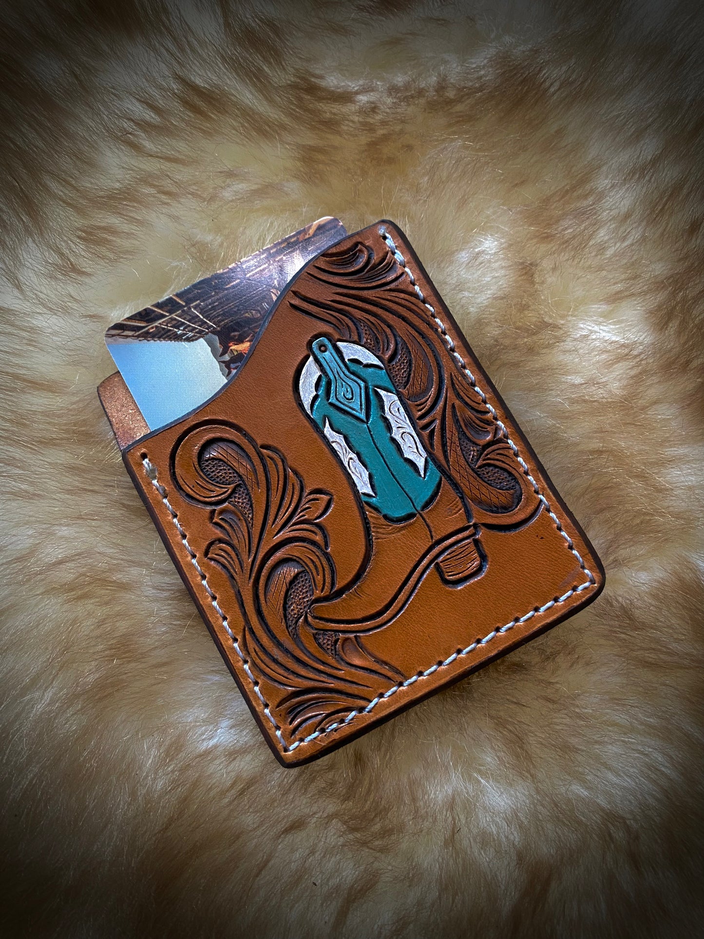 Leather Tooled Card Wallet