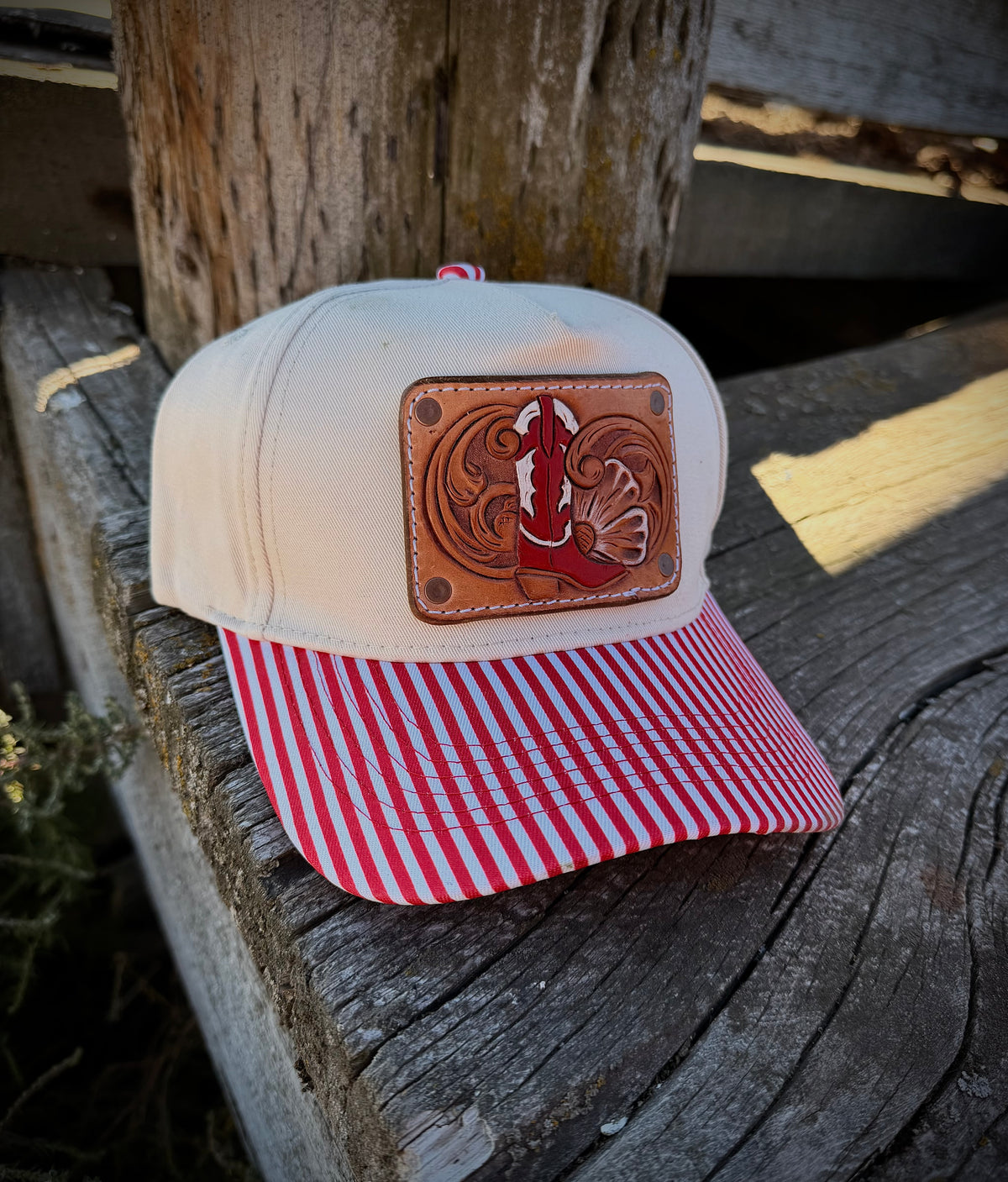 Leather Tooled Trucker Hat