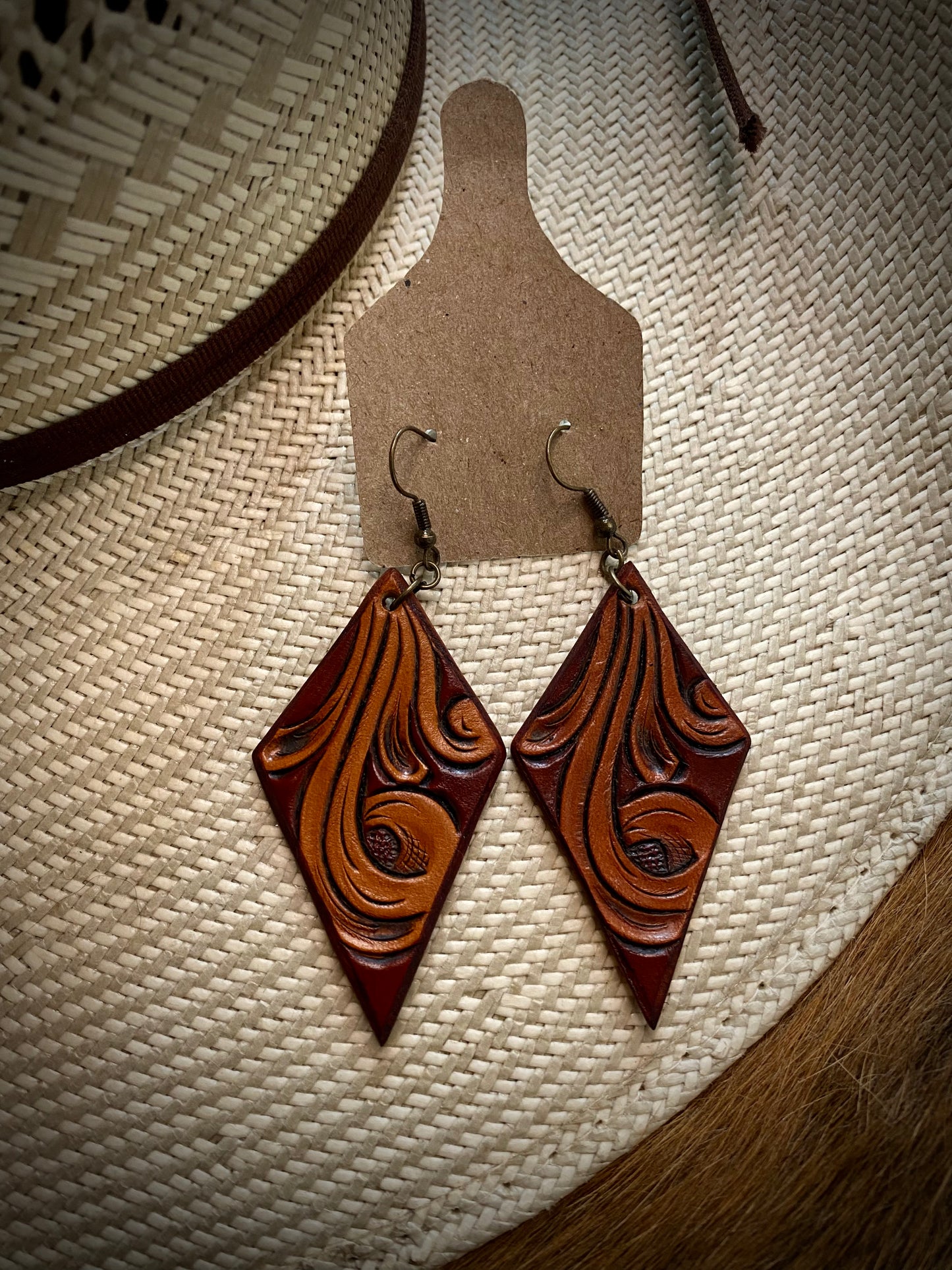 Leather Tooled Earrings