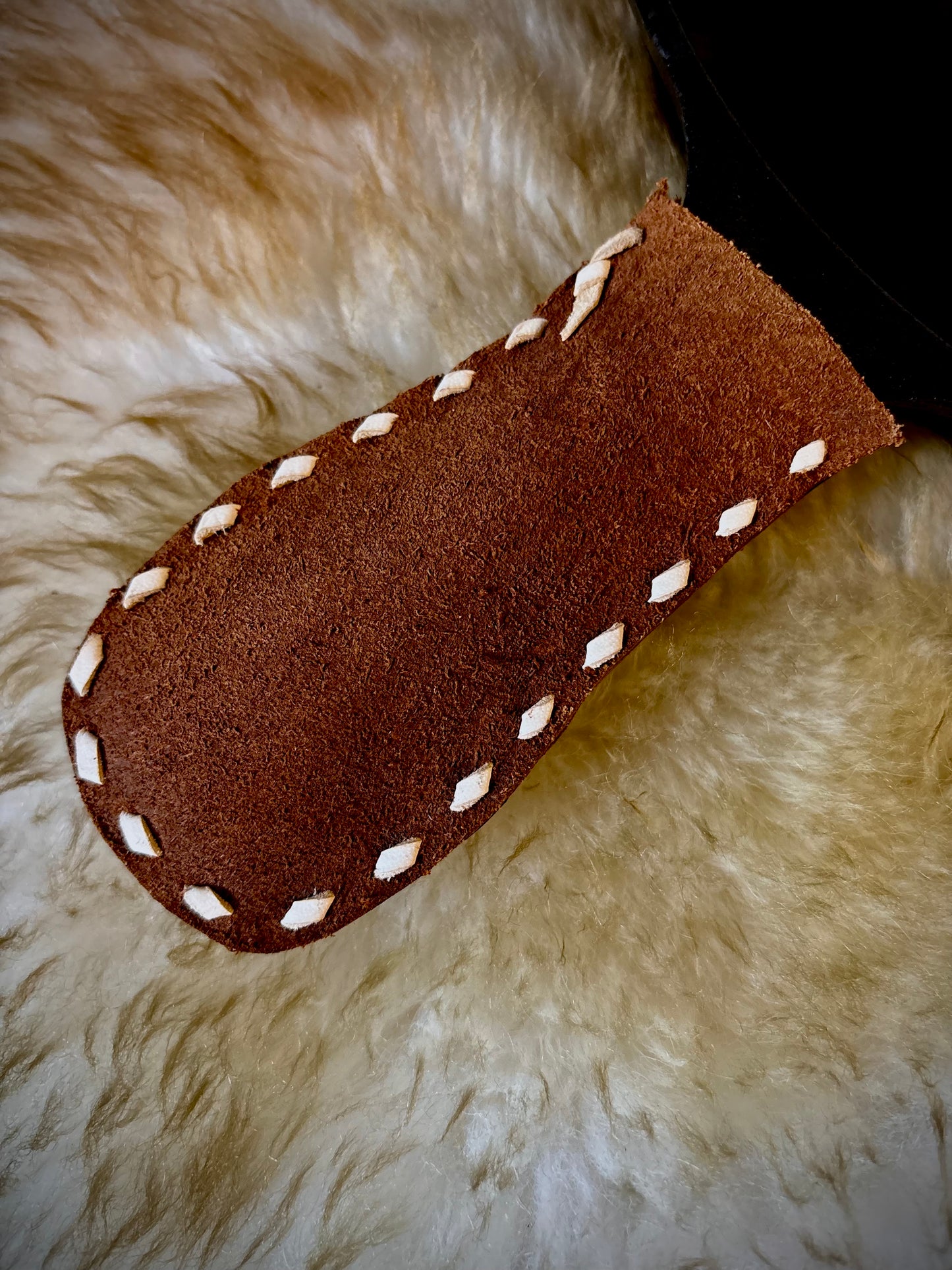 Buckstitched Leather Cast Iron Skillet Handle Sleeve