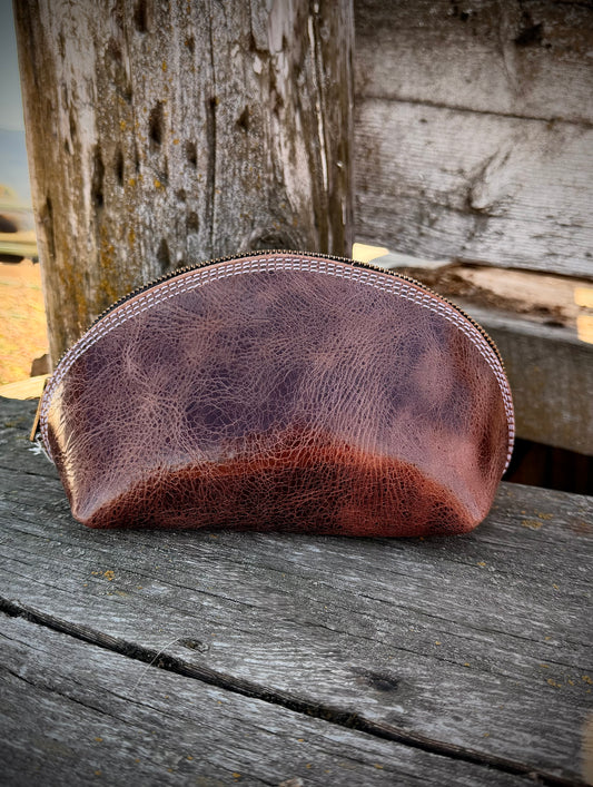 Brown leather Makeup Bag