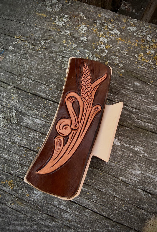 Large Leather Tooled Claw Clip