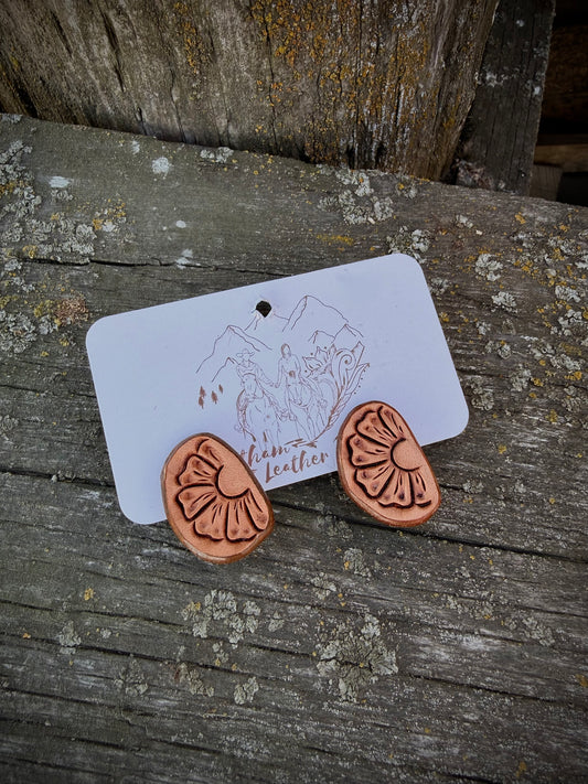 Leather Tooled Earrings