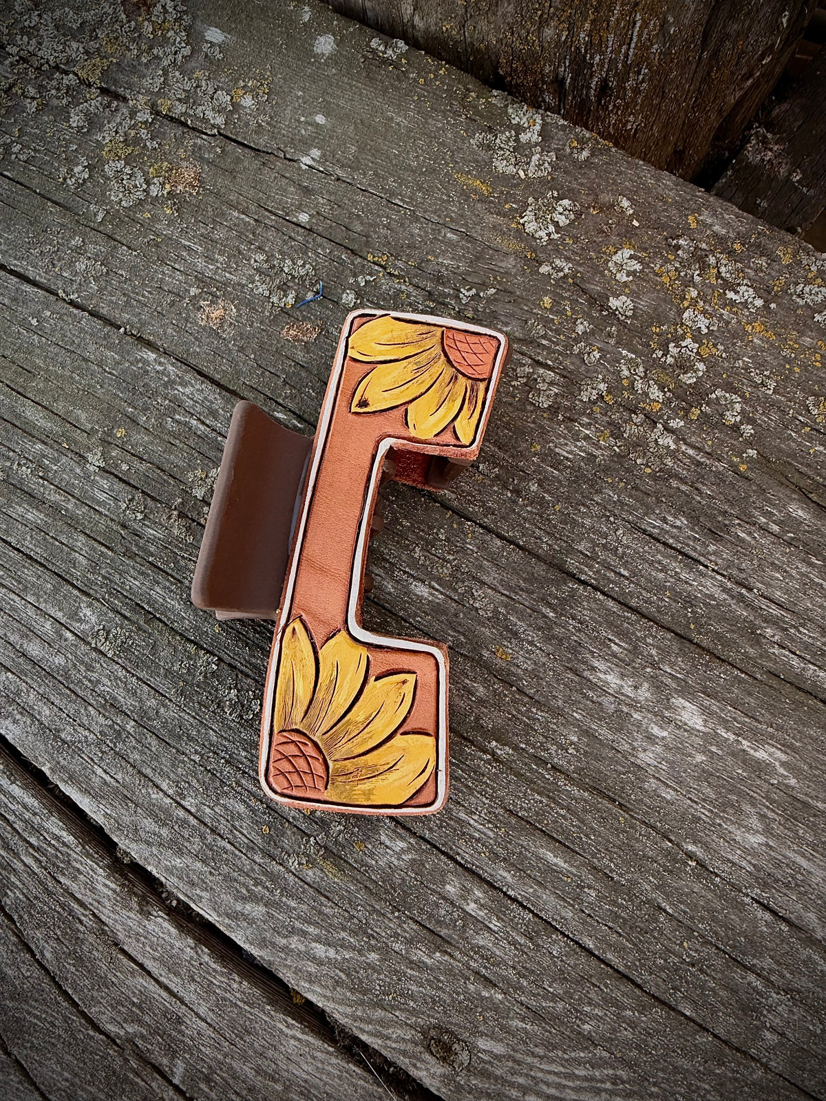 Leather Tooled Hat Claw Clip
