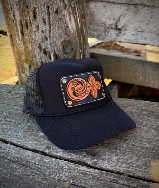 Black Tooled Trucker Hat