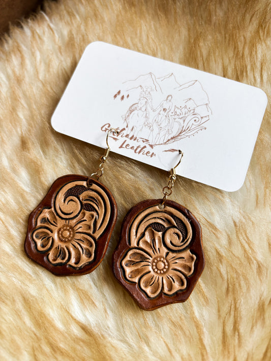 Leather Tooled Earrings