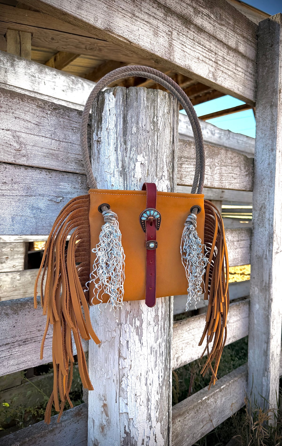 Buckskin Fringe Rope Purse