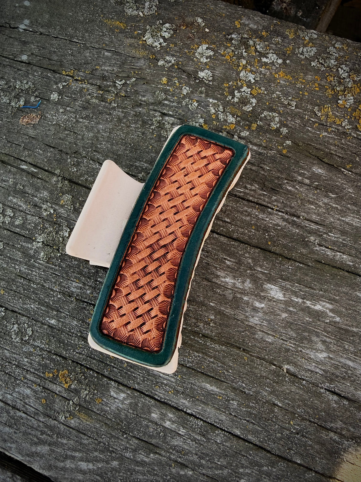 Large Leather Tooled Claw Clip