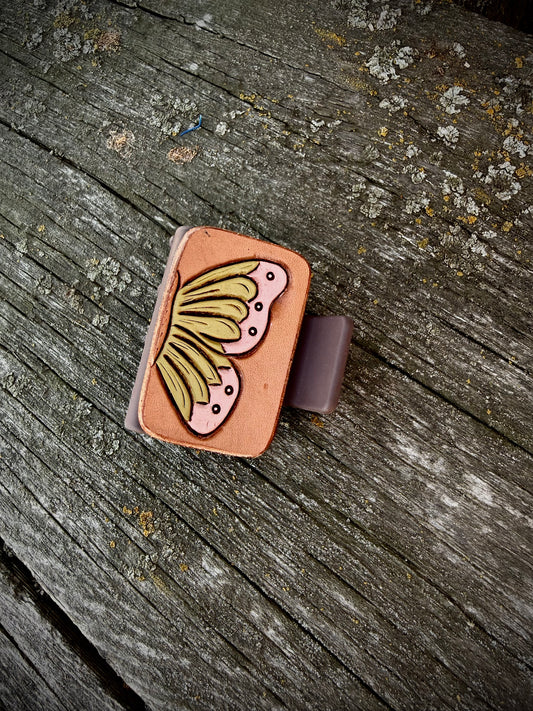 Small Leather Tooled Claw Clip