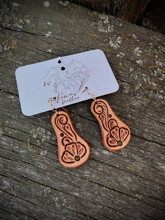 Leather Tooled Earrings