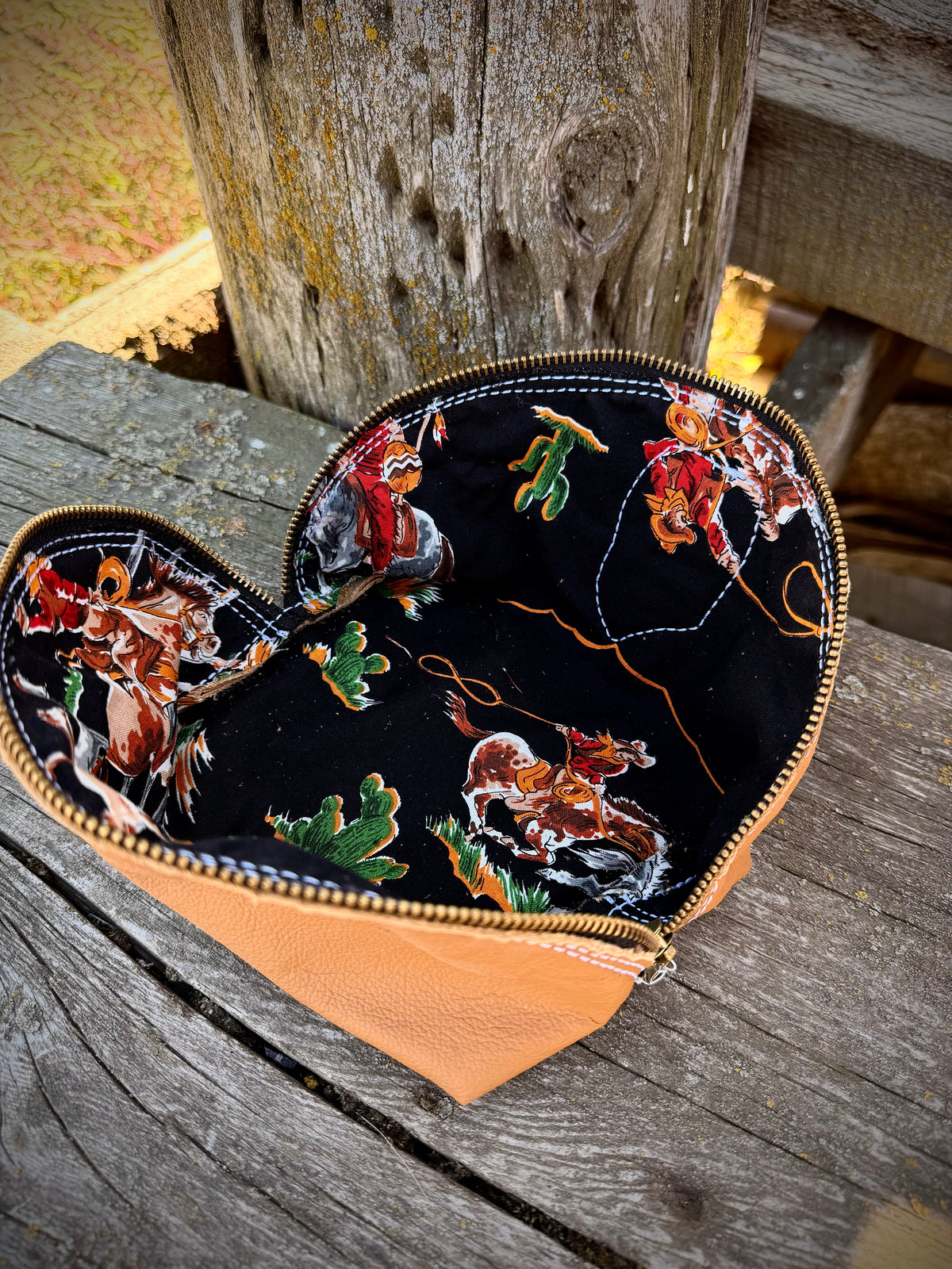 Tan Leather Makeup Bag
