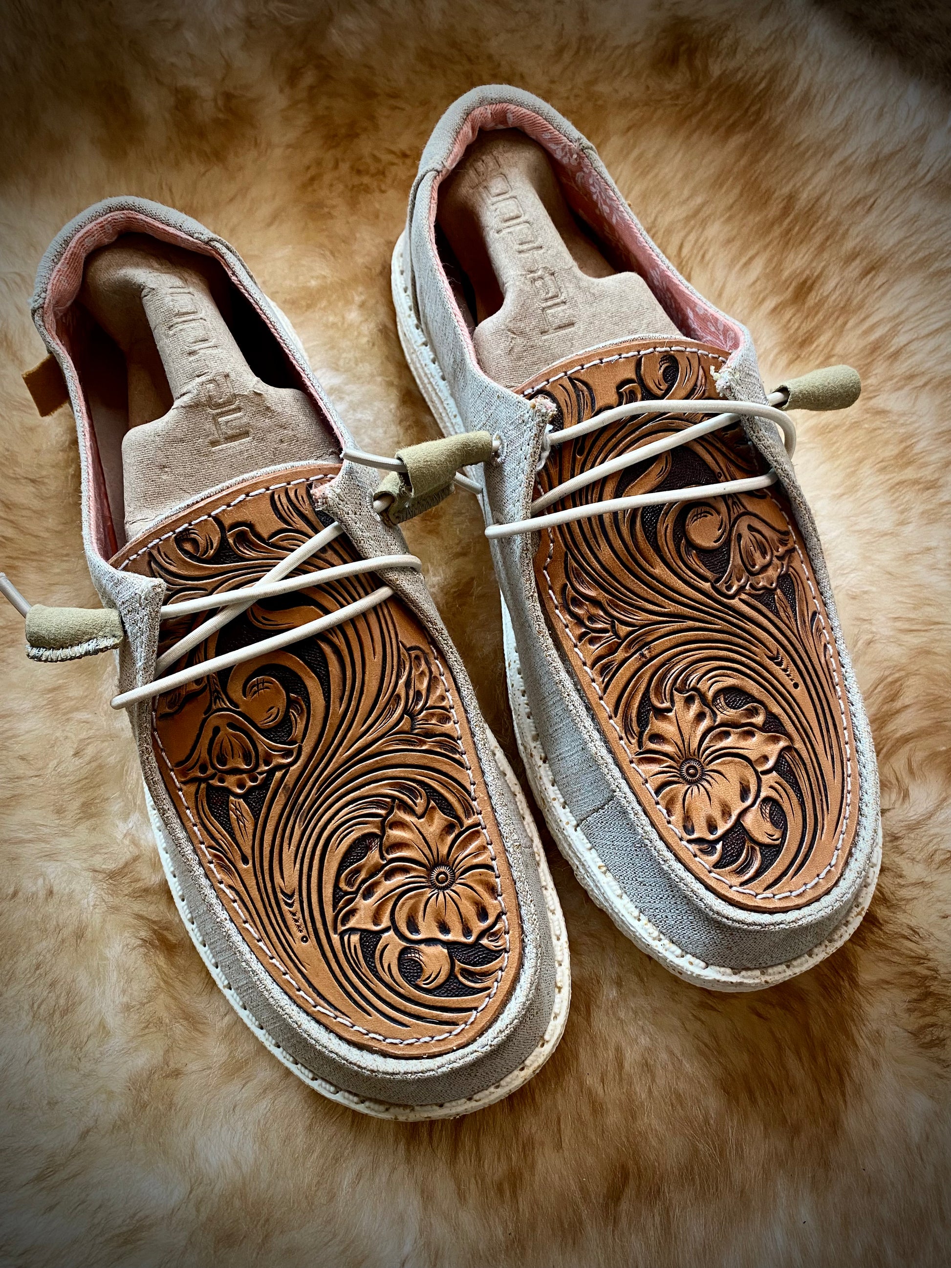 Women's Leather Tooled Hey Dudes – Gotham Leather