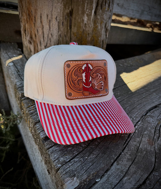 Leather Tooled Trucker Hat