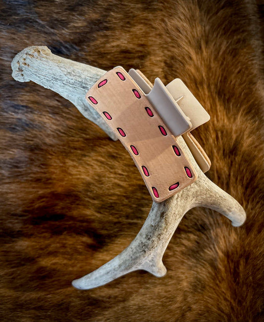 3.5" Leather Tooled Claw Clip