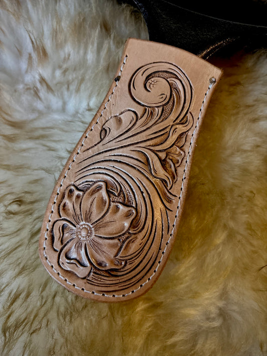 Leather Tooled Cast Iron Skillet Handle Sleeve