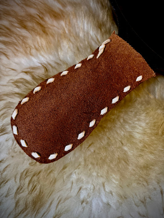 Buckstitched Leather Cast Iron Skillet Handle Sleeve