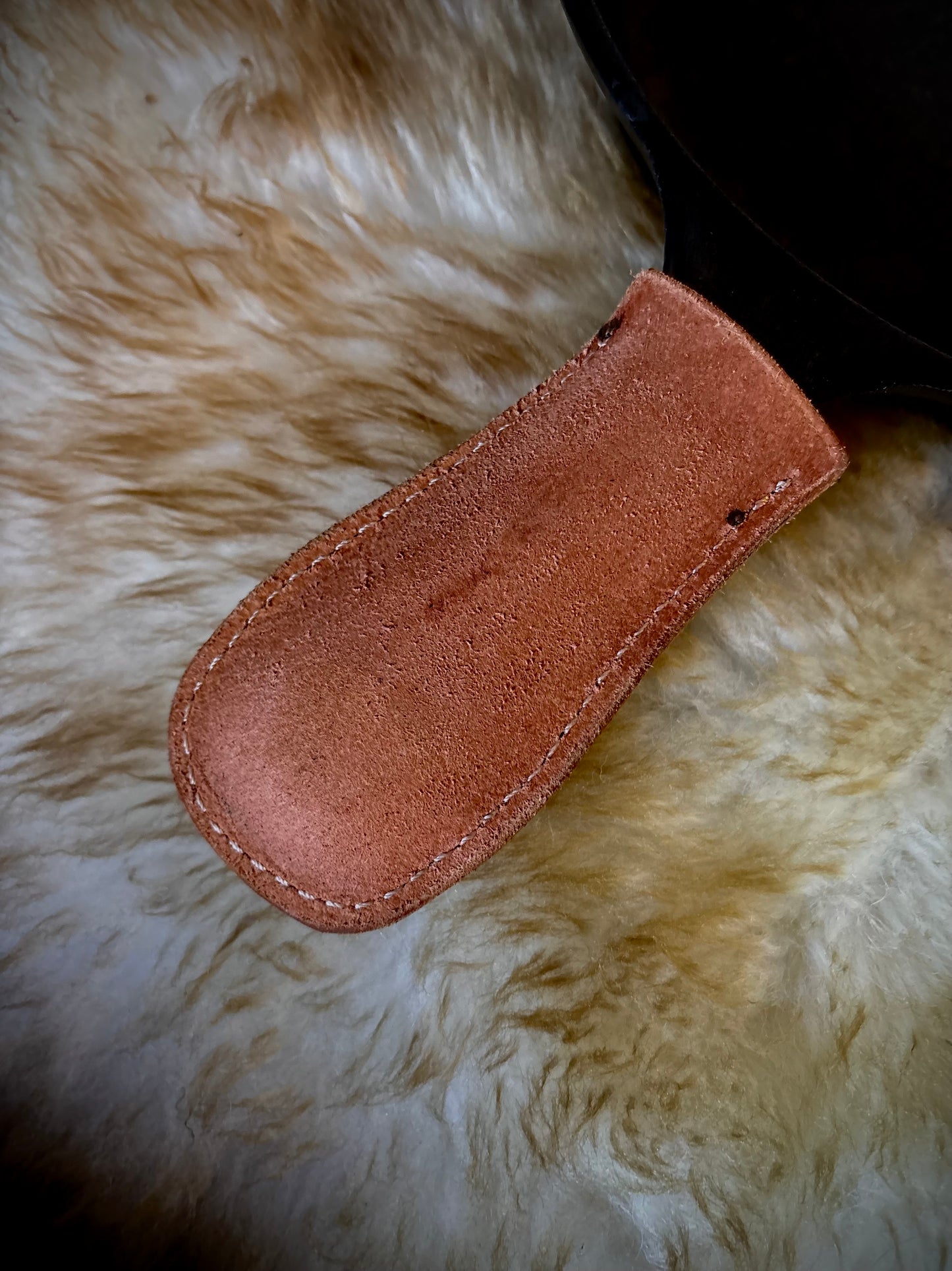 Rough Out Leather Cast Iron Skillet Handle Sleeve